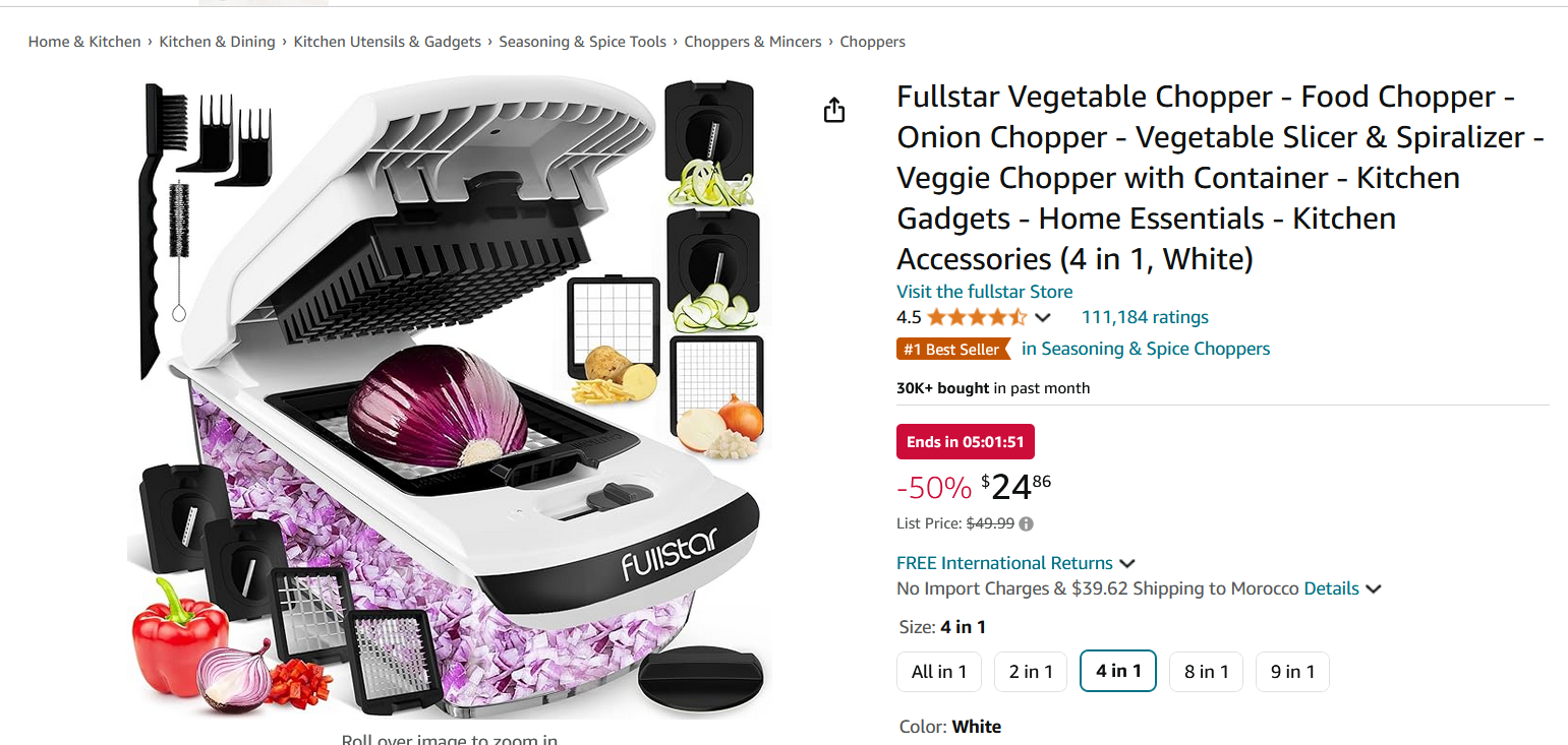 Fullstar Vegetable Chopper & Spiralizer: The Must-Have Kitchen Gadget for Quick and Healthy Meals Capture d’écran 2024-10-21 013317