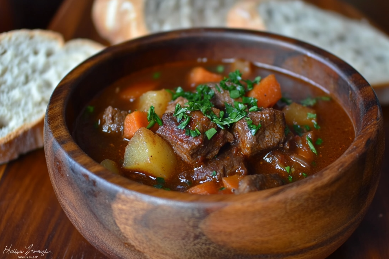 Hungarian Gulyás (Goulash) Recipe docskantari_A_rustic_Hungarian_gulys_goulash_served_in_a_trad_90e2d0f7-18a0-4b00-9f65-dbe5d81e4247_2