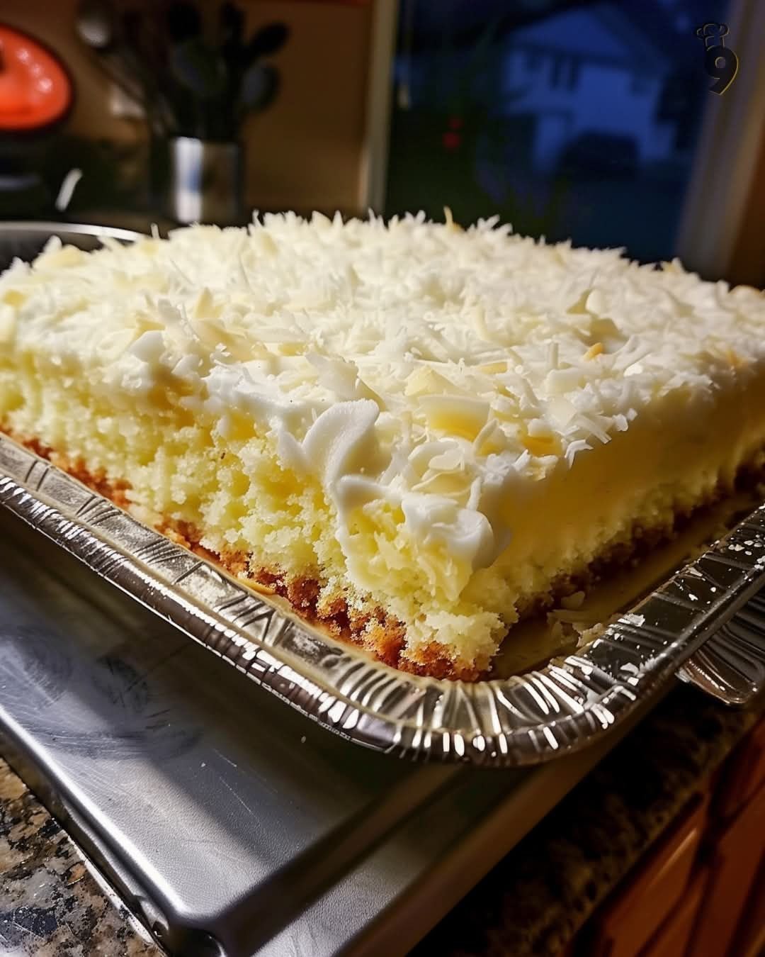 Soft white cake soaked in cream of coconut and topped with Cool Whip and shredded coconut. 546065145_664948073294521_3298080691817865472_n
