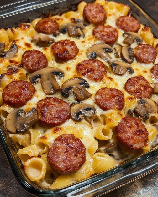 Oven-Baked Sausage and Mushroom Pasta Gratin 573935864_863273229385860_5075620139426425184_n