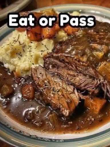 Slow-Cooked Pot Roast with Gravy Over Creamy Mashed Potatoes 605666817_4412196525733200_8827039514647216192_n
